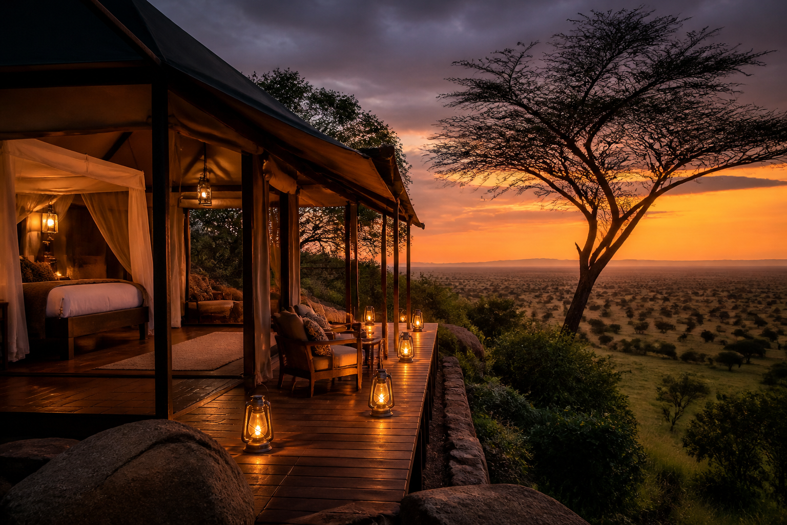 A welcoming safari lodge in the Kenyan landscape